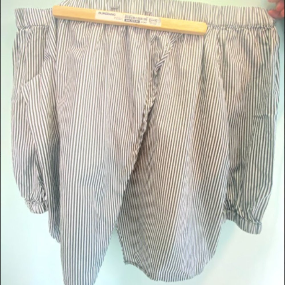 Striped Green Off the Shoulder